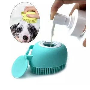 Pet bath brushes massage shampoo dispenser dog grooming silicone shower brush.